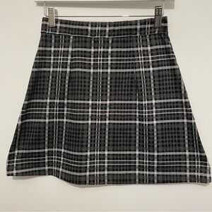 Ardene Black Gray White Checkered Plaid A-Line Mini Skirt Womens Small Zip Up